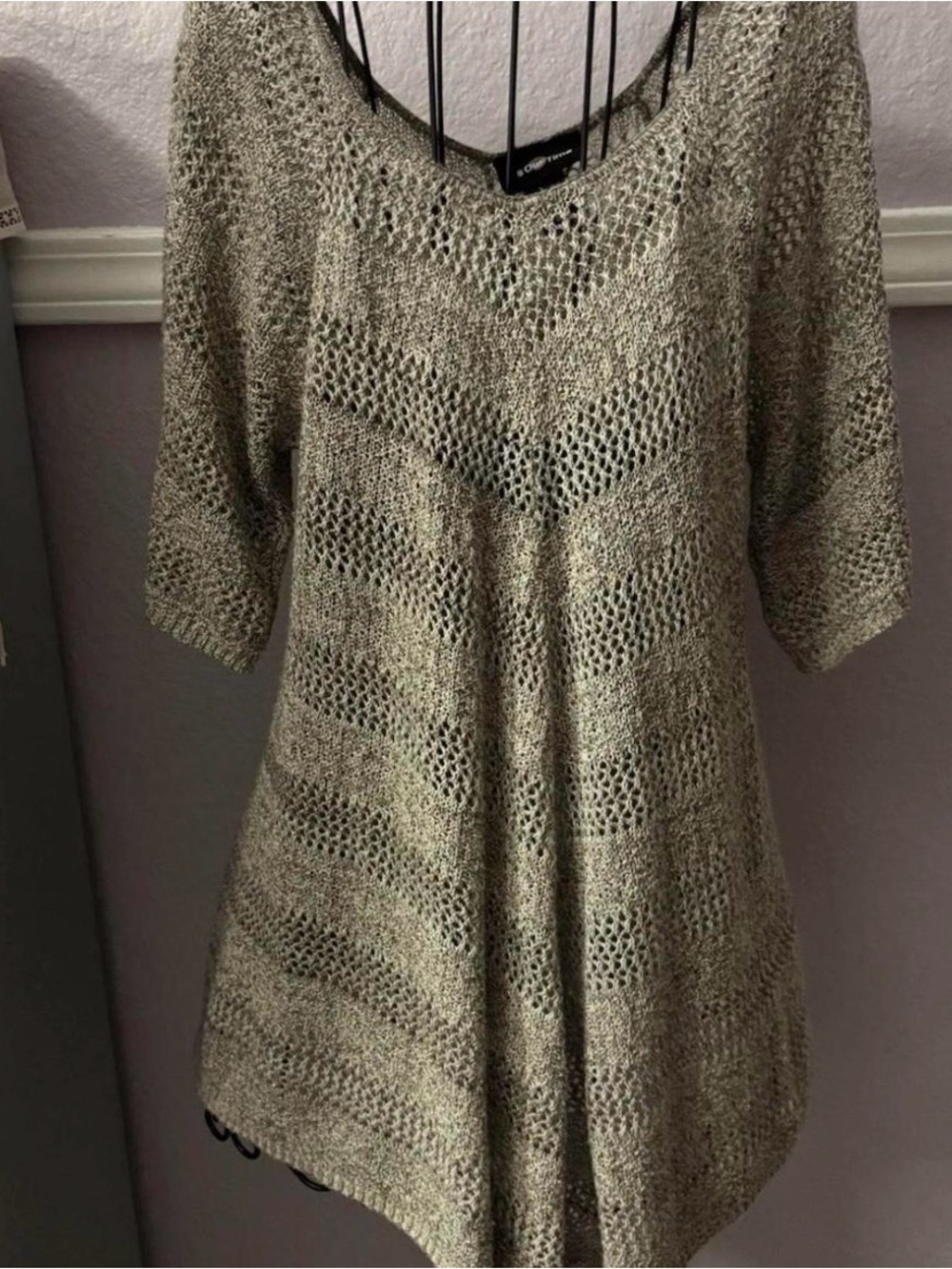 Women’s Gret Crotchet Knit 3/4 Tunic Sweater Size Medium
